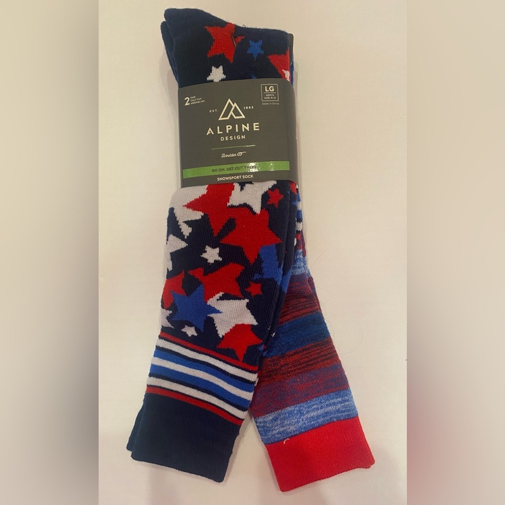 Alpine Design‎ Snowsport Socks 2 Pair Men’s Size Large 8-12 Ski